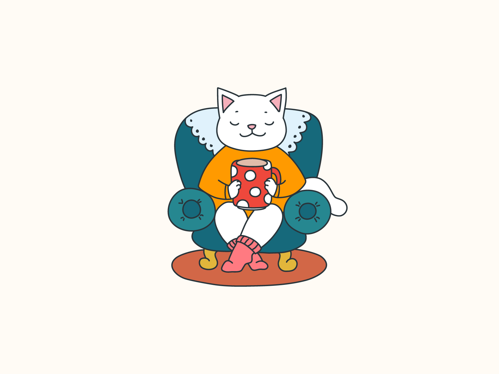 Cute cat enjoying autumn