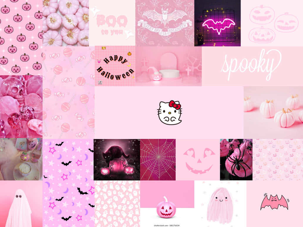 Download Pink Halloween Collage Aesthetic Wallpaper