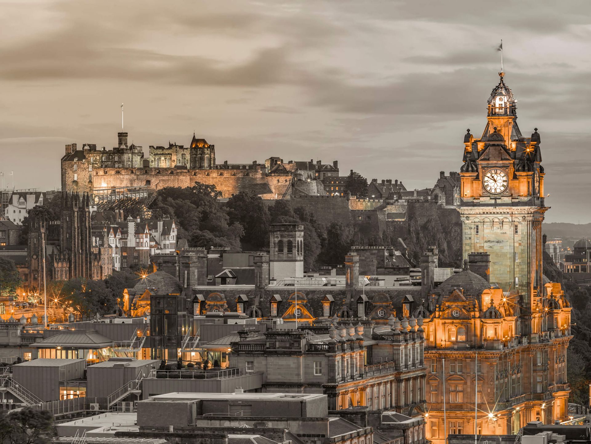 Edinburgh Castle and The Balmoral Hotel