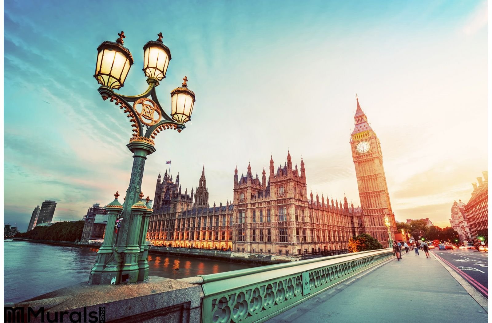 Big Ben London Uk Sunset Retro Street