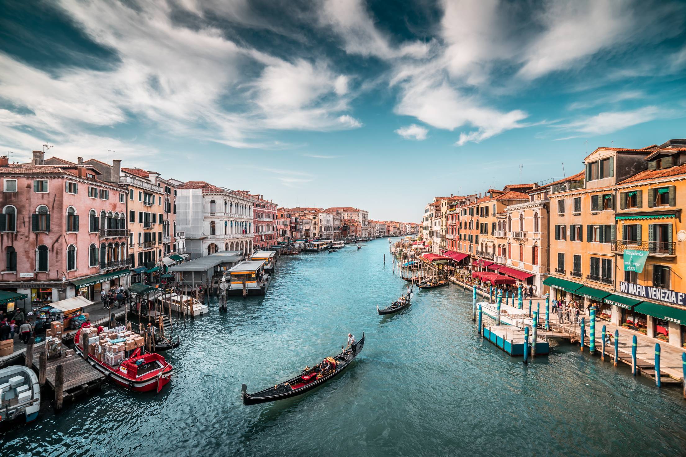 Canal Grande with Gondolas in Venice. Free Transportation Image