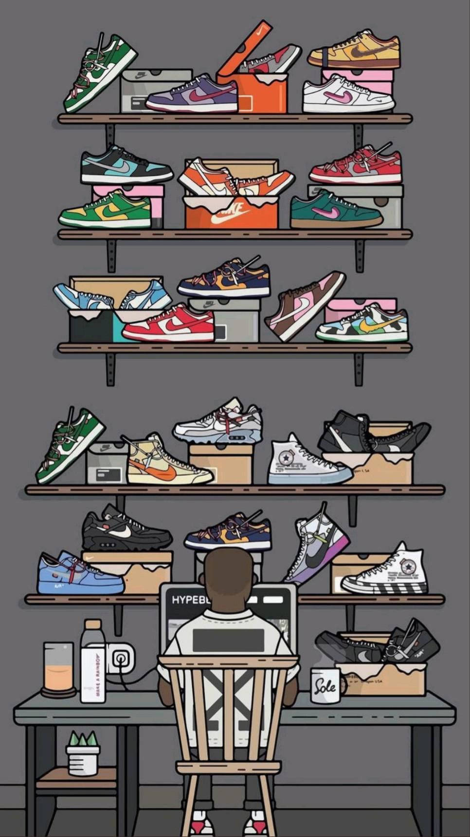 Download Cartoon Sneakers Shelf