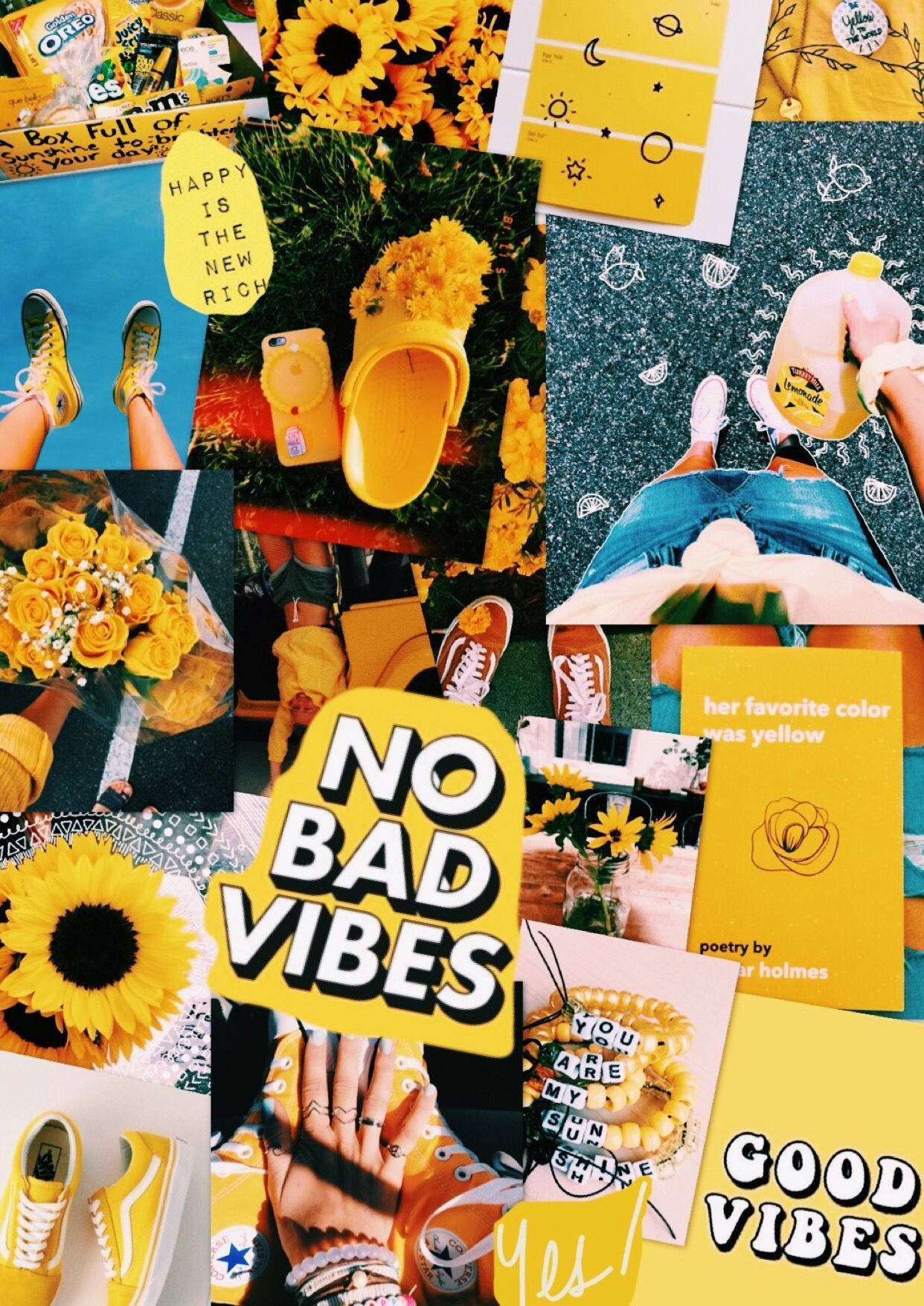 Cute Collage Positive Vibes Yellow