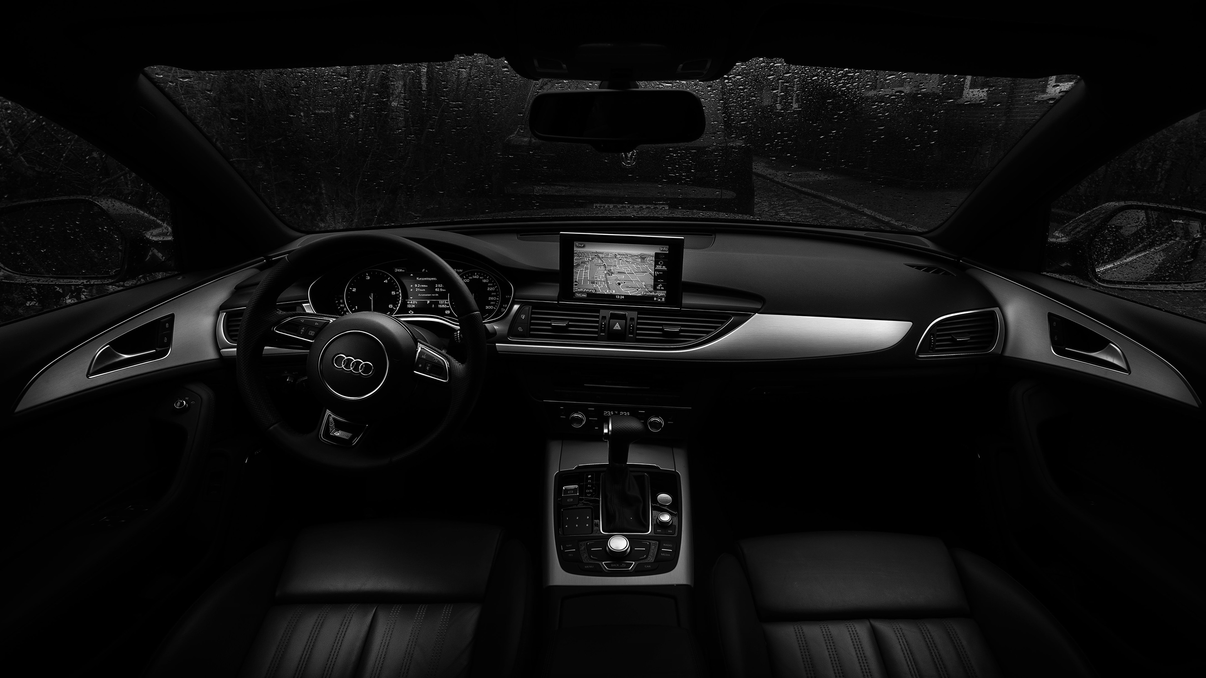 Audi Car Interior Dark Bw
