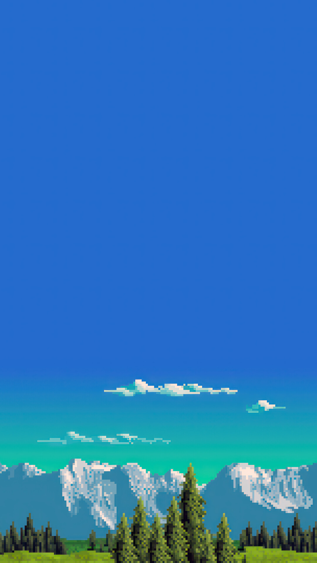 Blue Sky Scenery Landscape Pixel Art 4K
