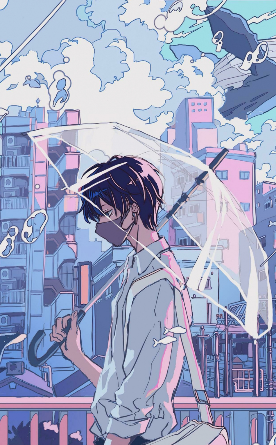 wallpaper 950x1534 underwater, boy walk