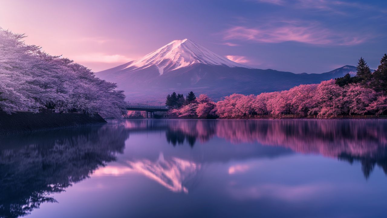 Fuji Wallpaper Blossoms, Japan