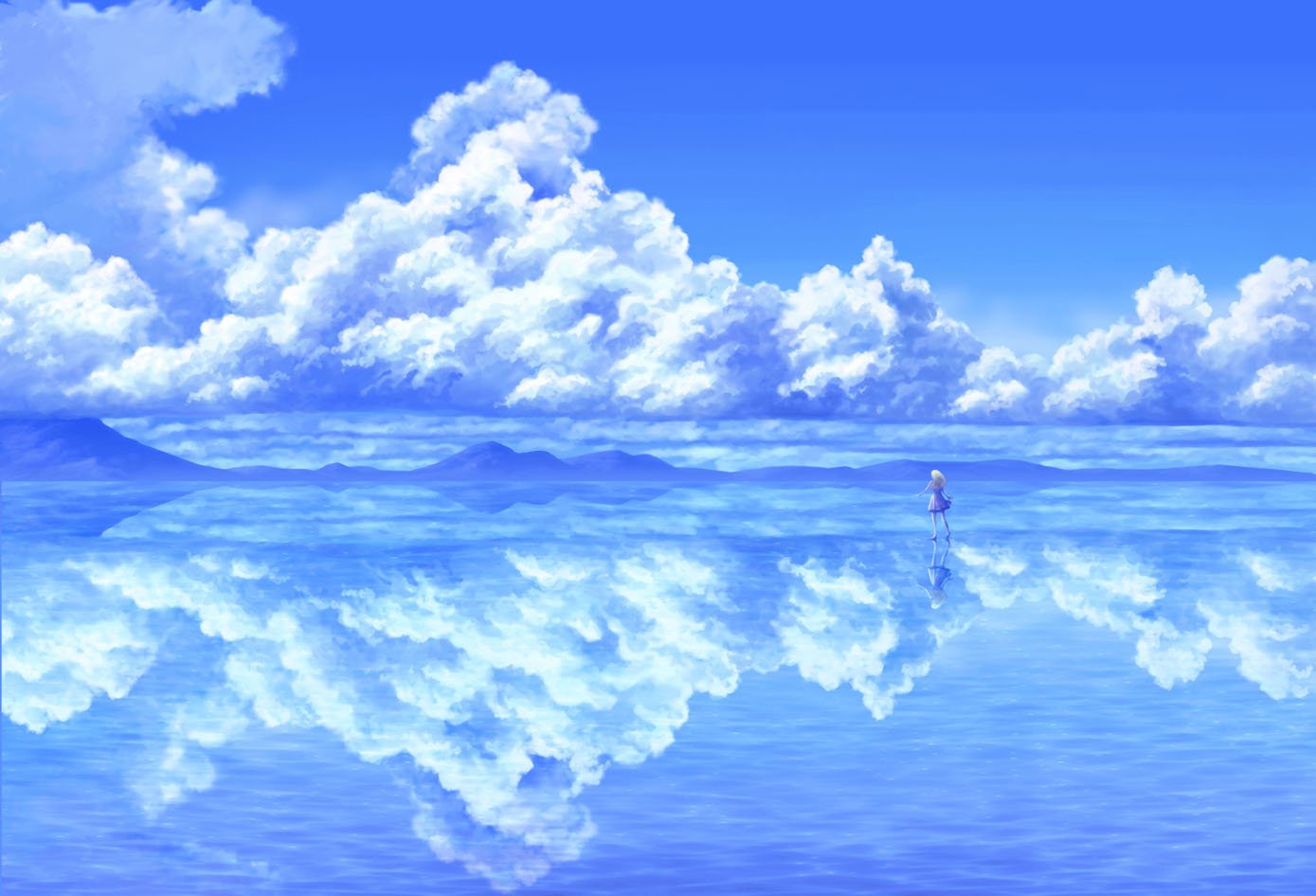 Reflective Skies Anime HD Wallpaper by さき