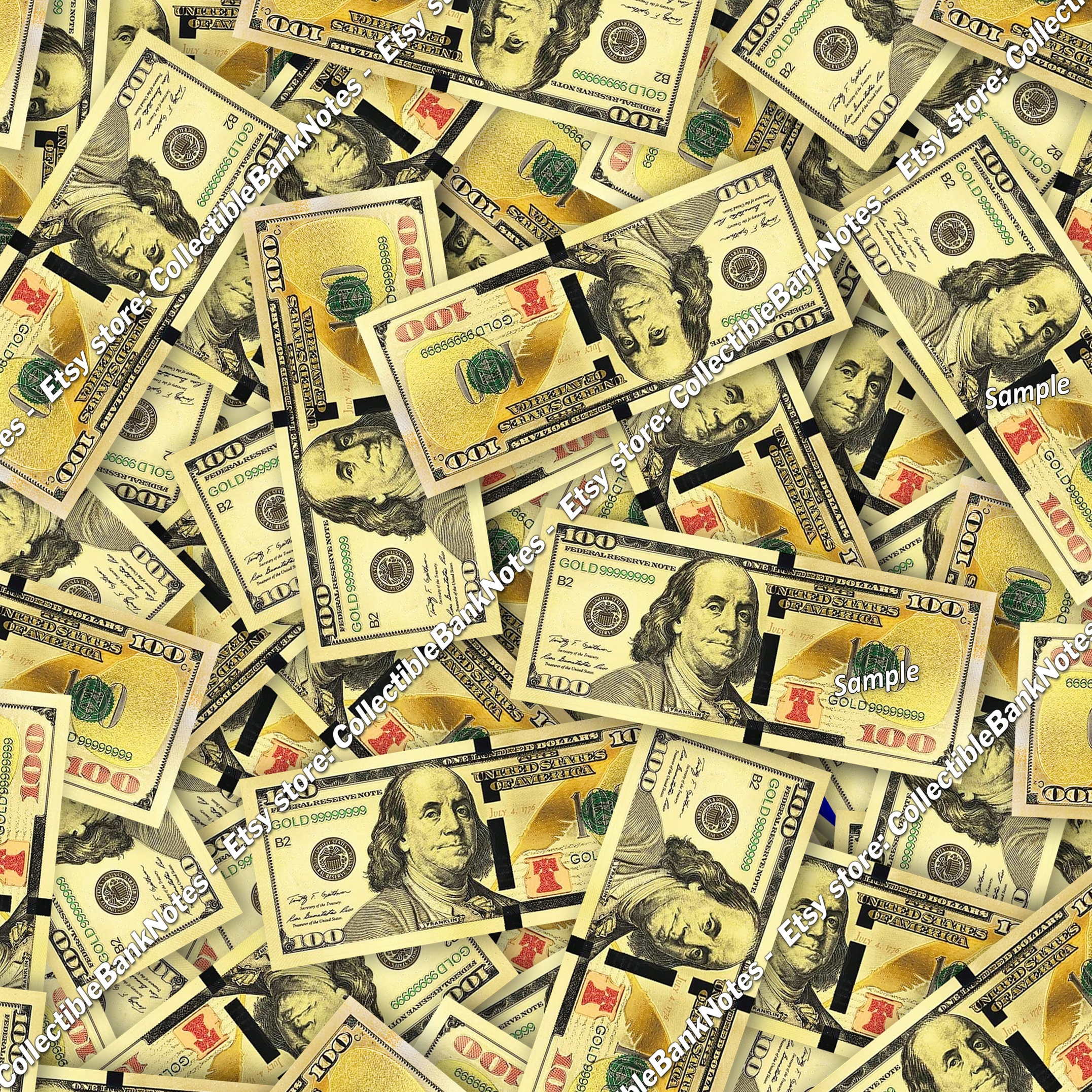 GOLD 100 Dollar Bill Background Image