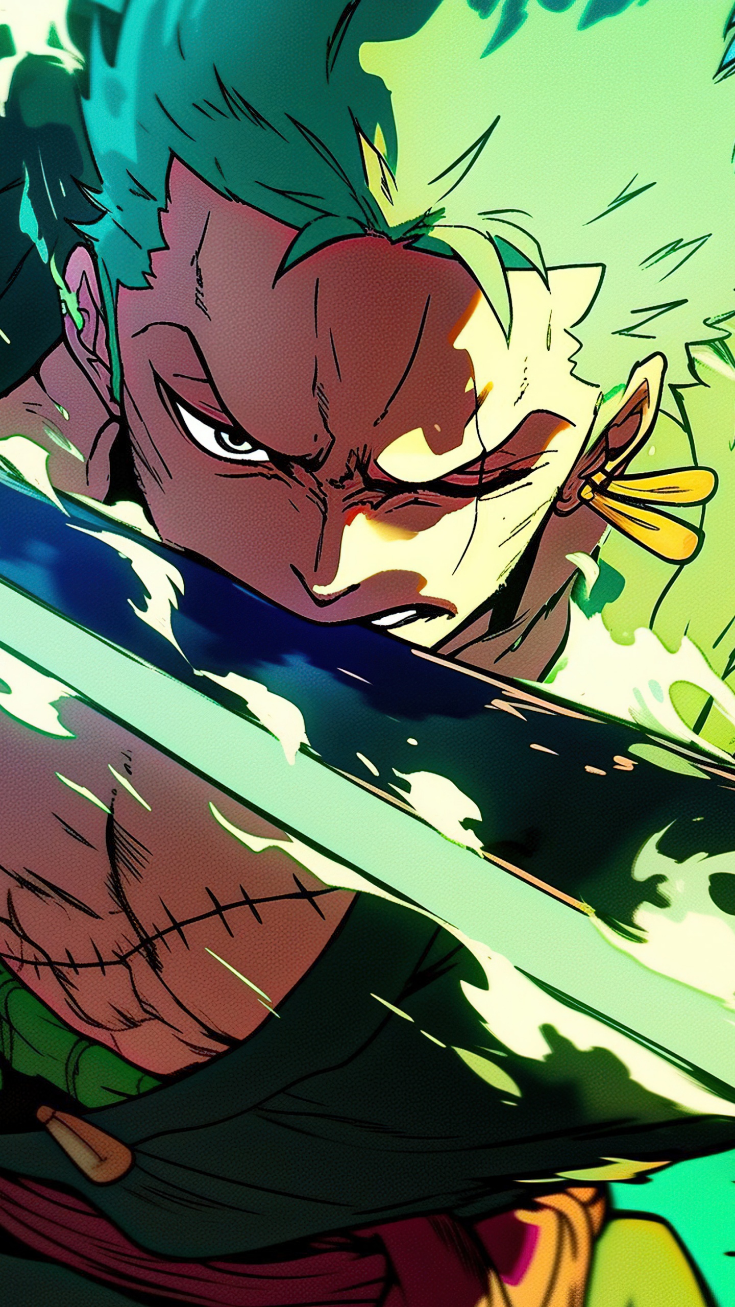 Roronoa Zoro Wallpaper 4K, Green