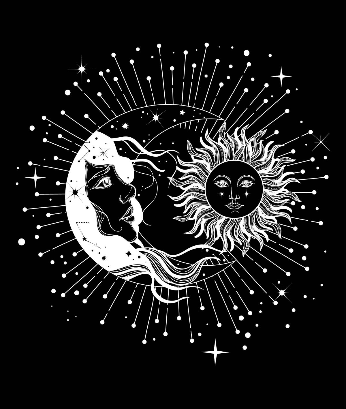Black Wallpaper of Sun and Moon