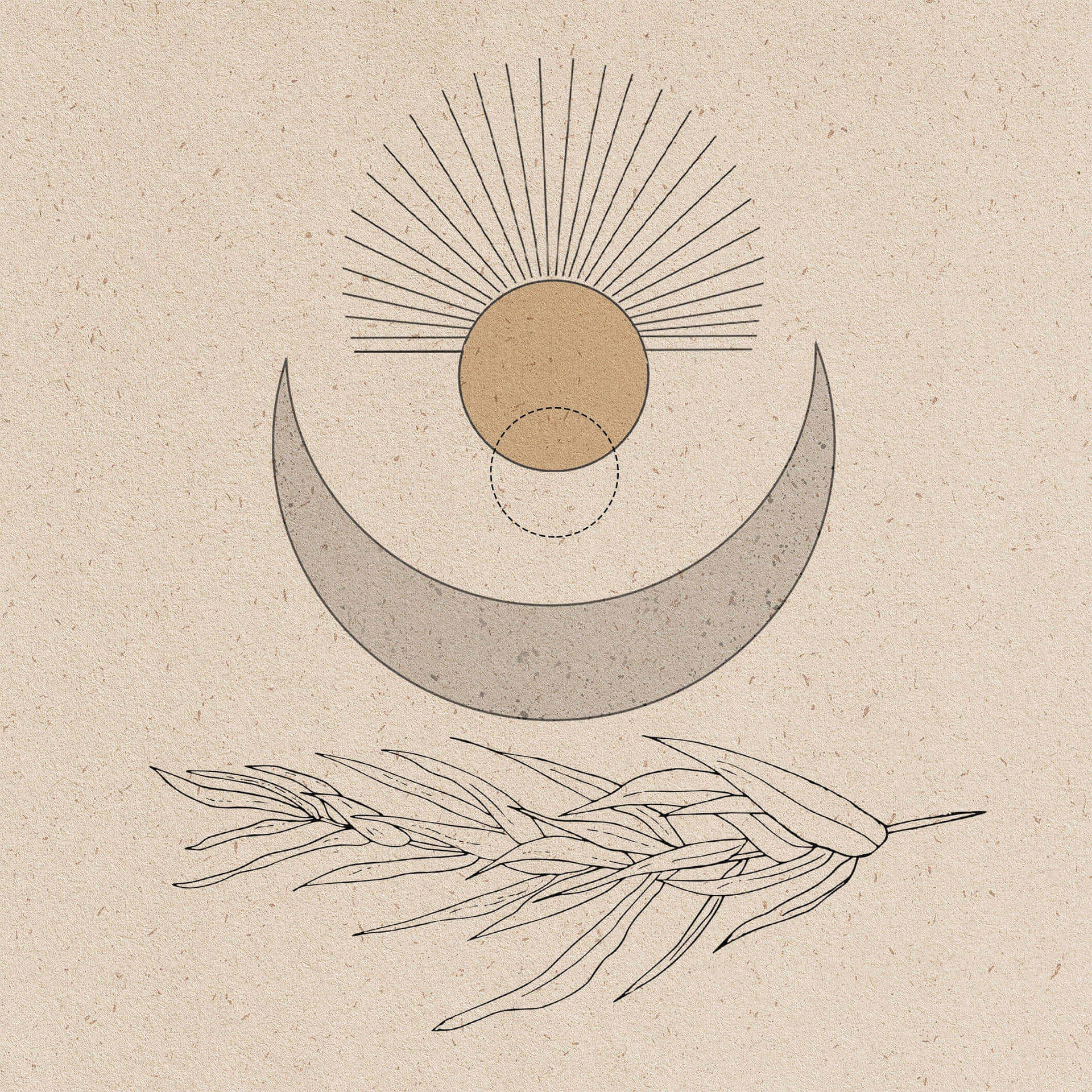 Sun Moon Feather Art Wallpaper