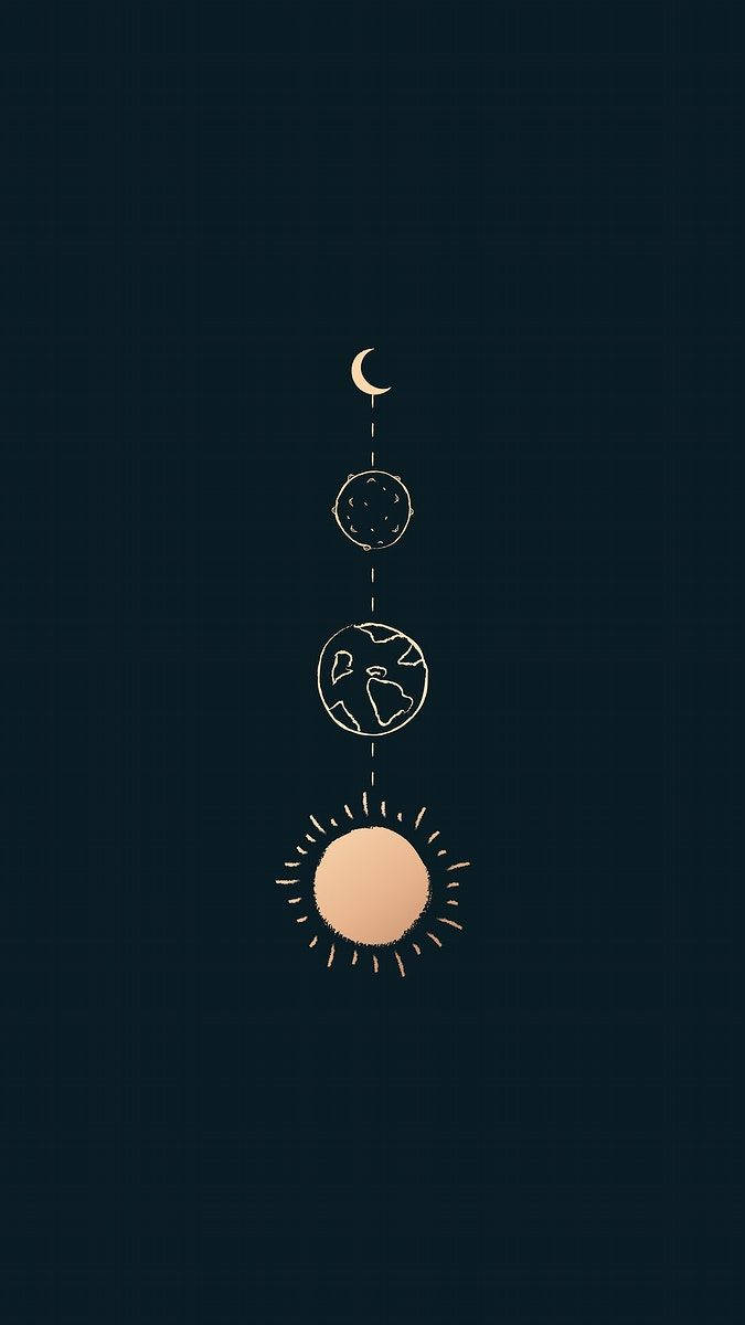 Download Line Art Sun Earth Moon Cool Android Wallpaper