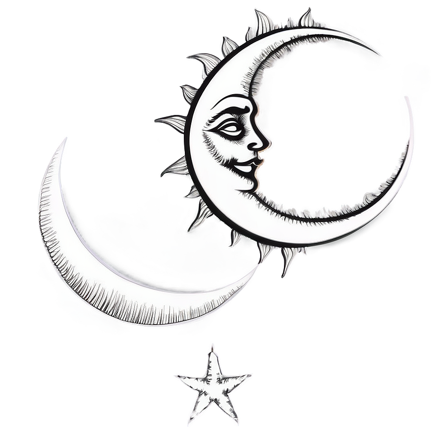Download Line Art Sun And Moon Png 41