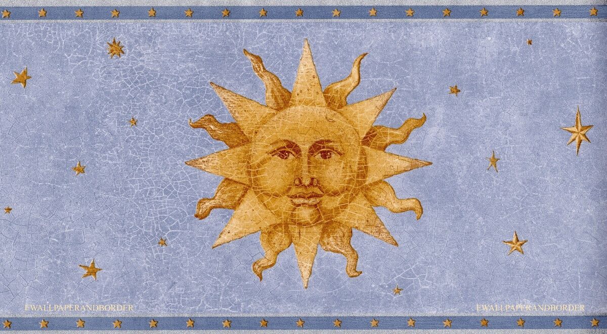 Sun Moon Star on Blue Cracked & Silver