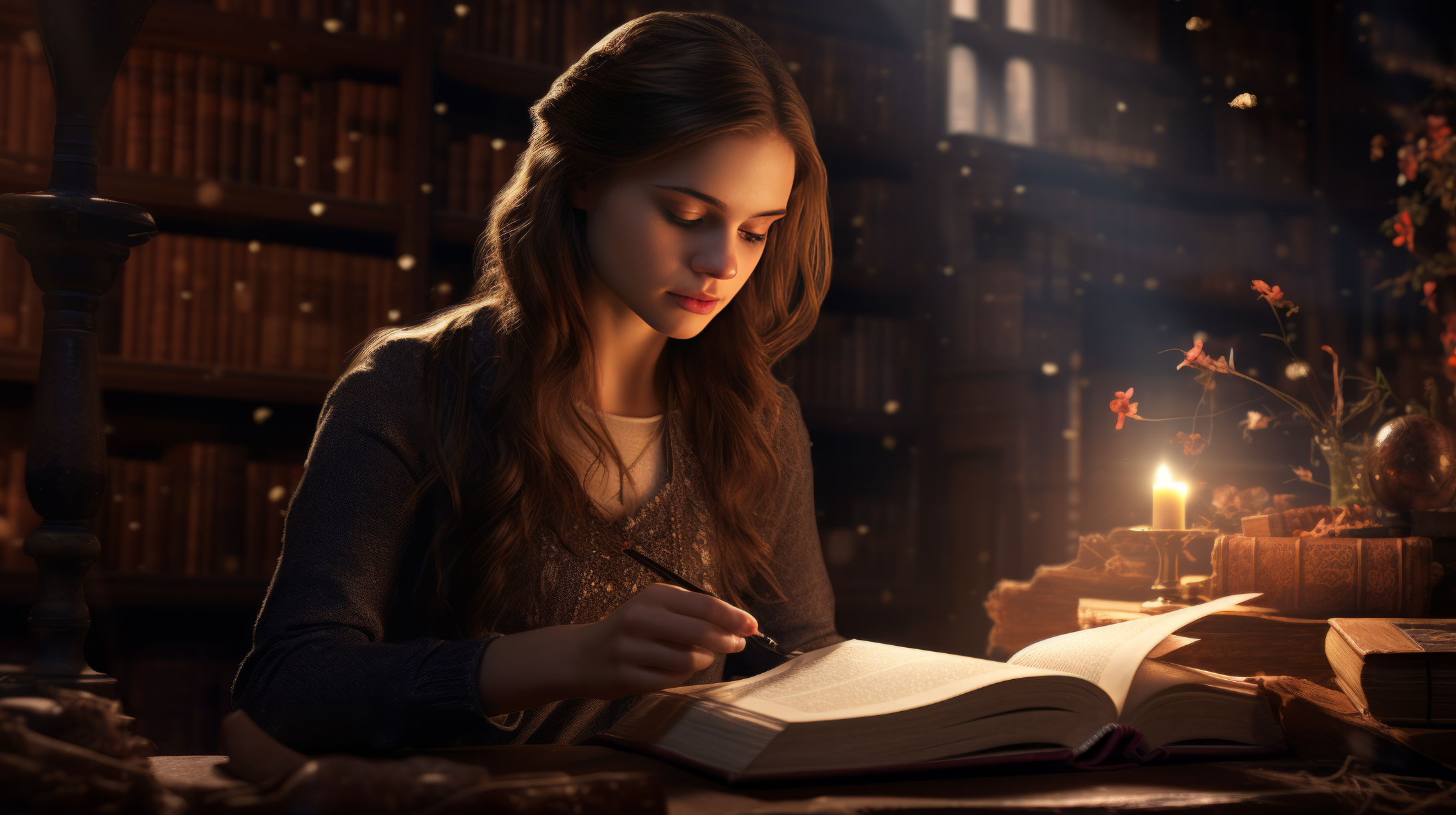 Girl Reading a Book Wallpaper