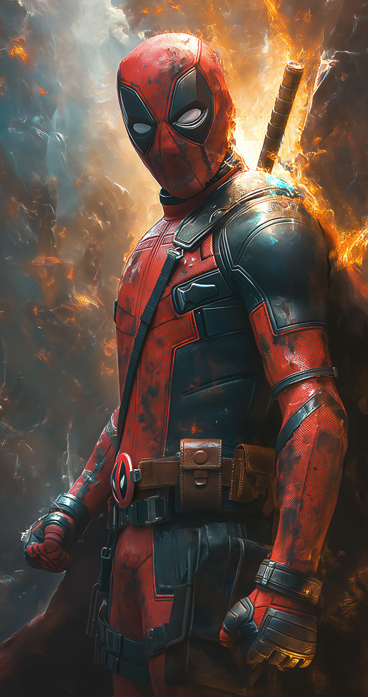 Epic Deadpool 4K Phone Wallpaper