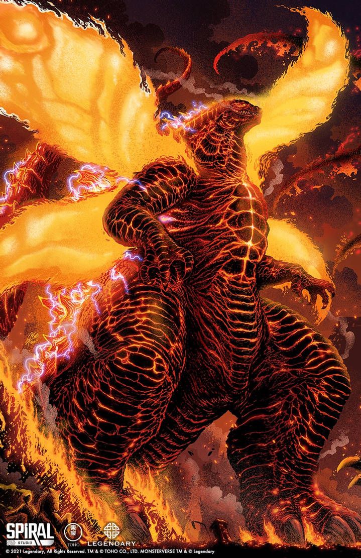 Burning Godzilla print for Spiral