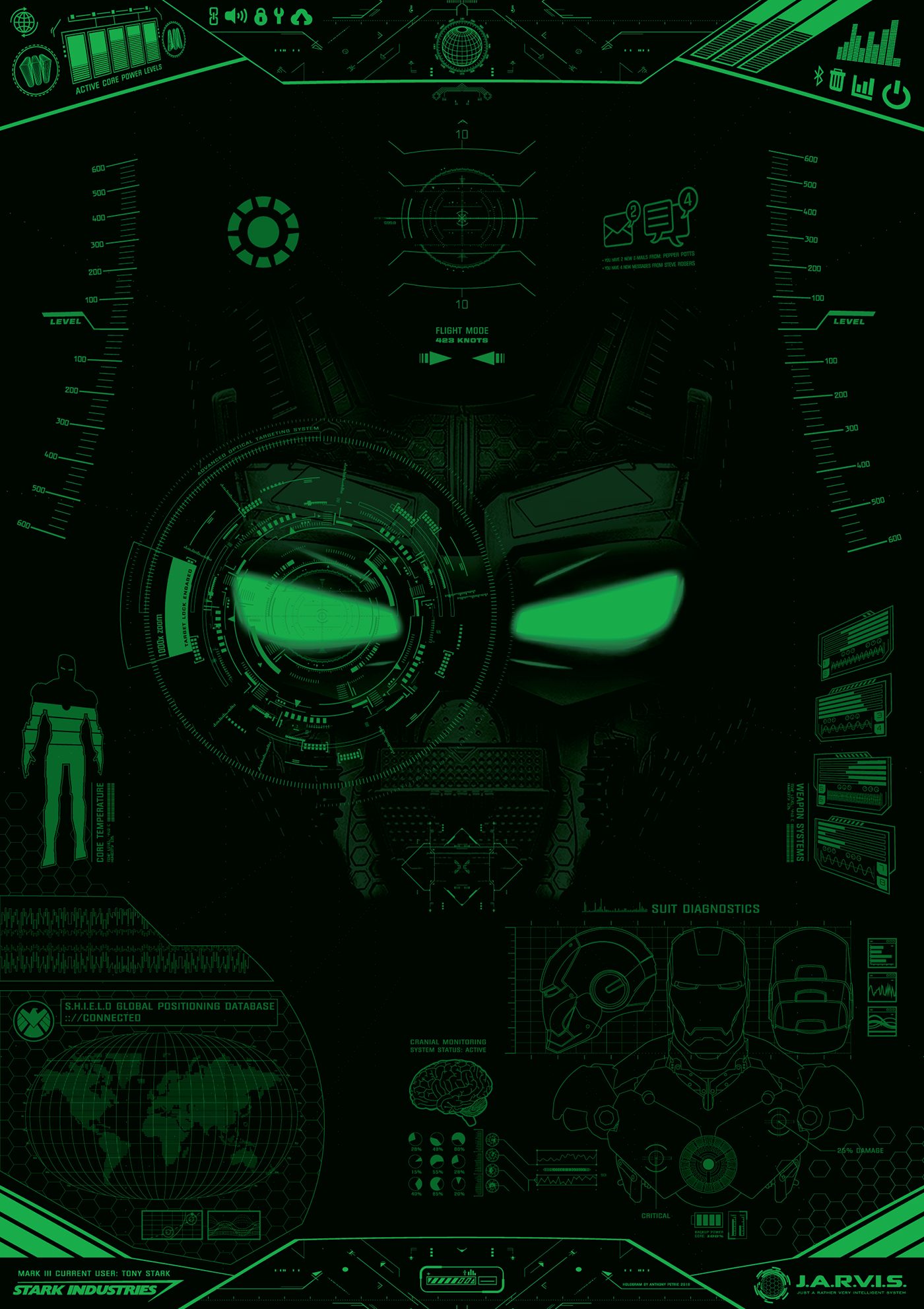 Hero H.U.D. Holographic Iron Man Print