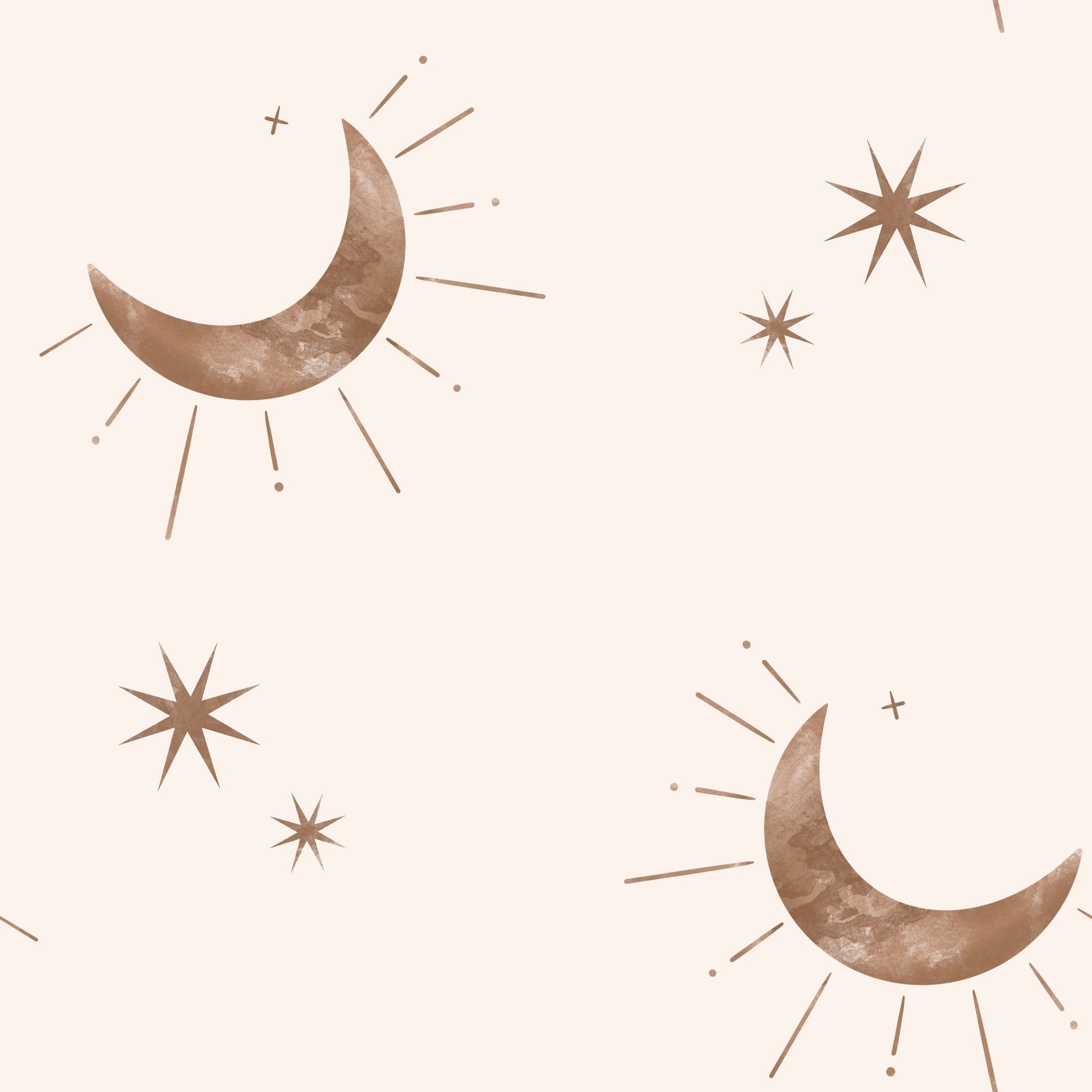 Moon and Stars Boho Wallpaper. Girls