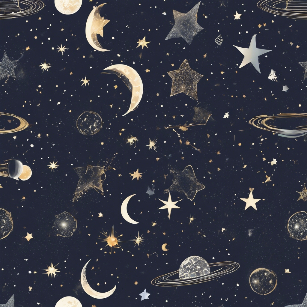 Celestial seamless pattern with stars