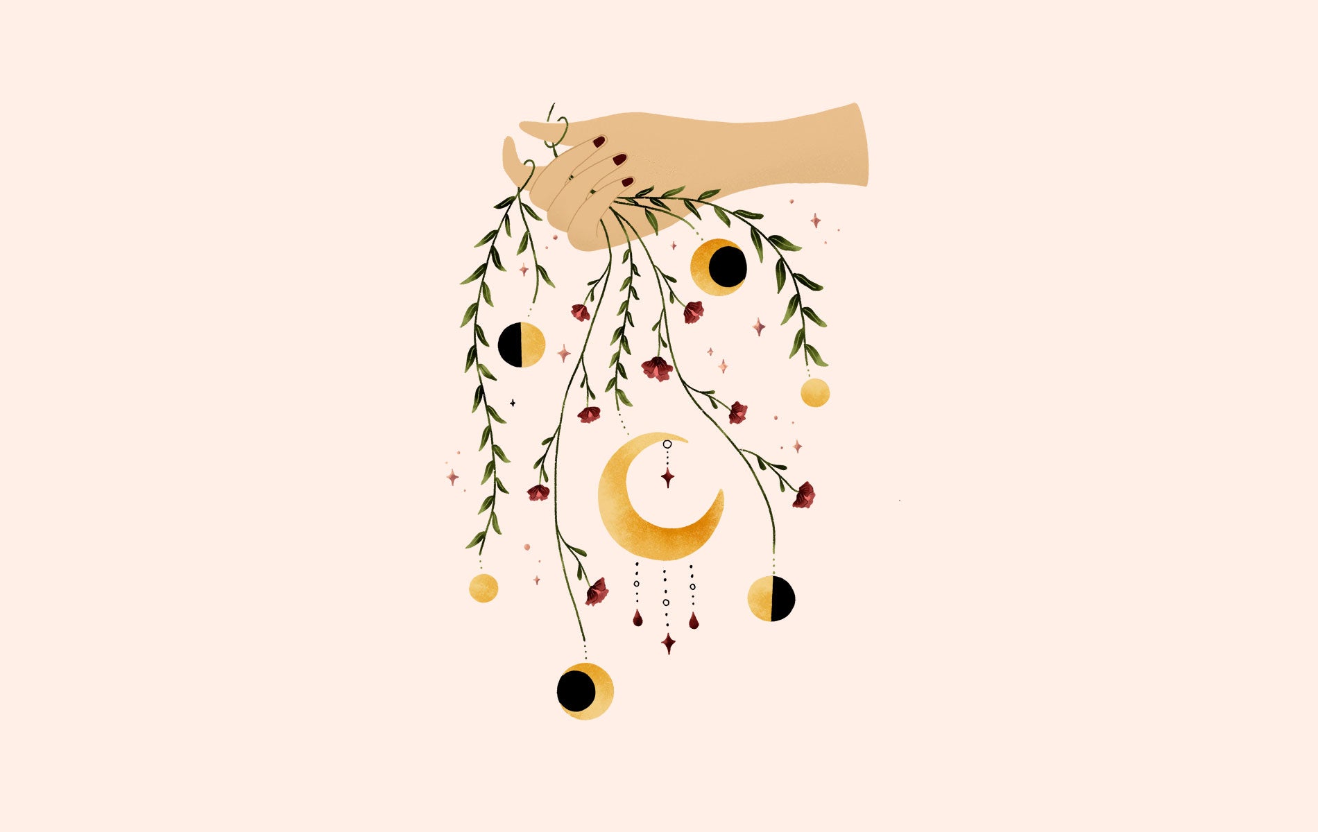 Floral moon phases desktop, phone