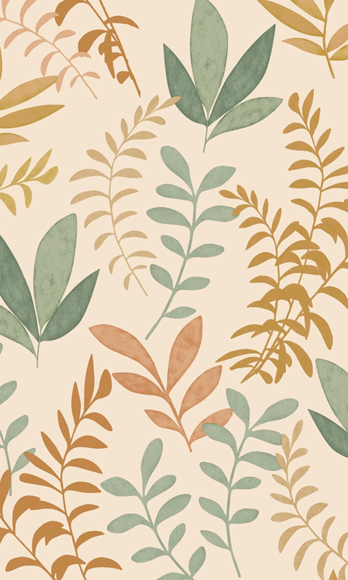 Cream Minimalist Leaves Modern
