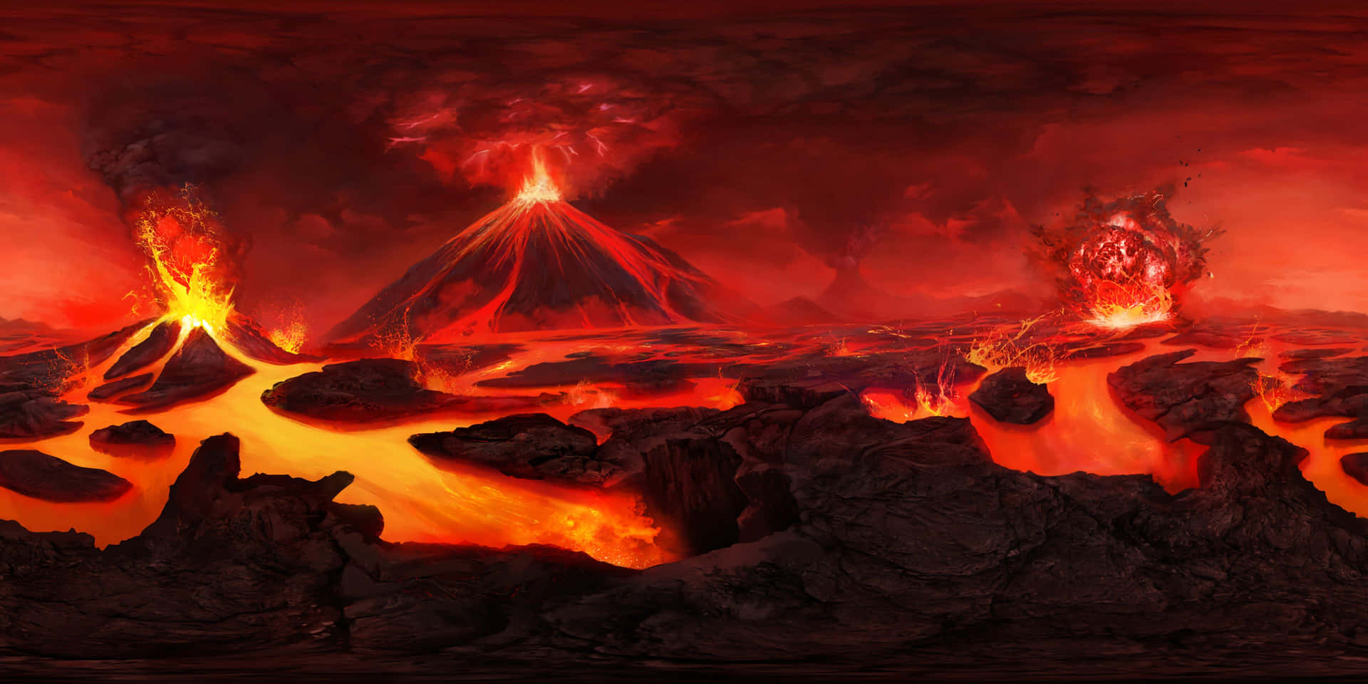 Download Volcano Lava Flowing Wallpaper
