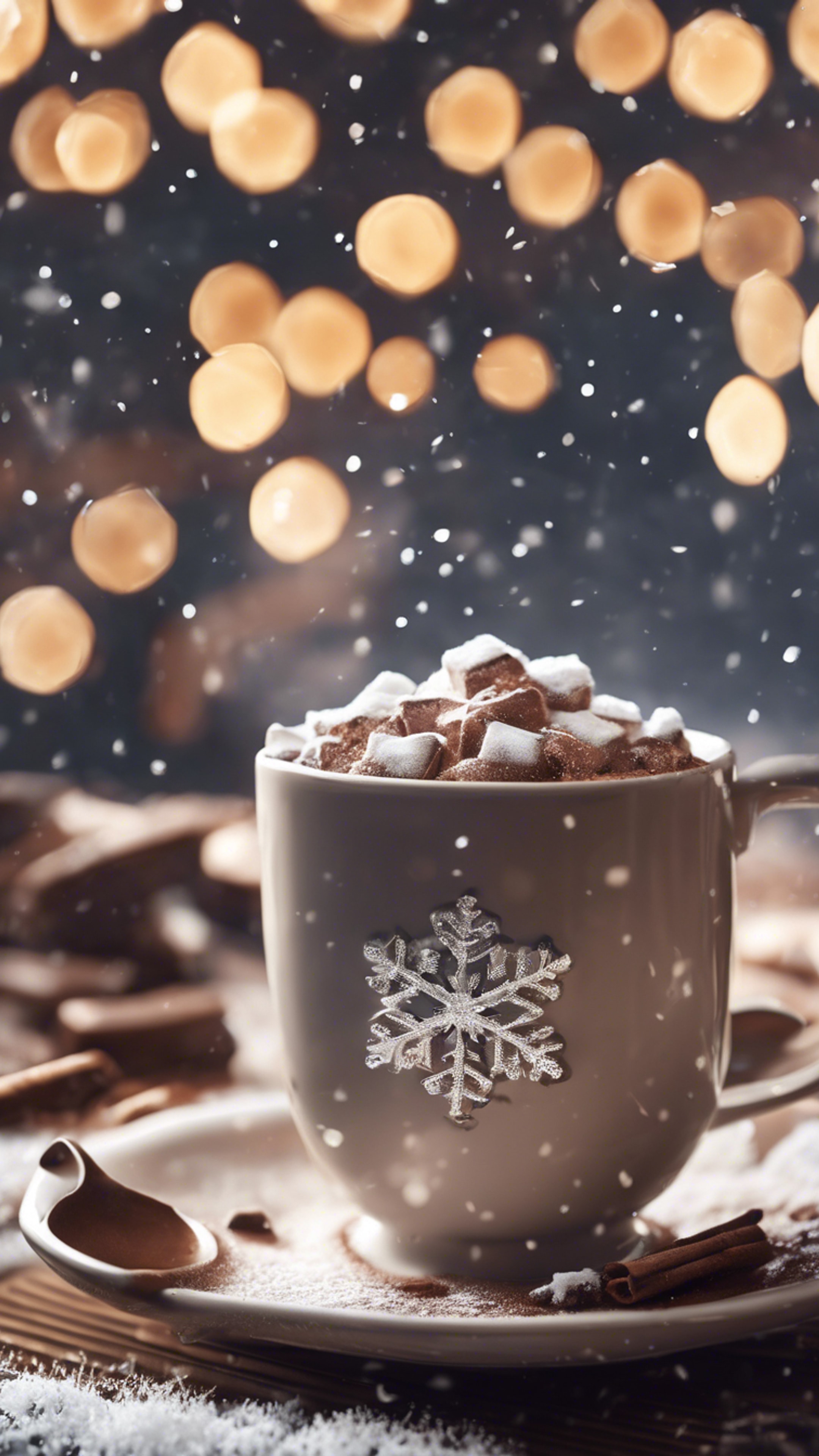A snowflake landing on a warm cup