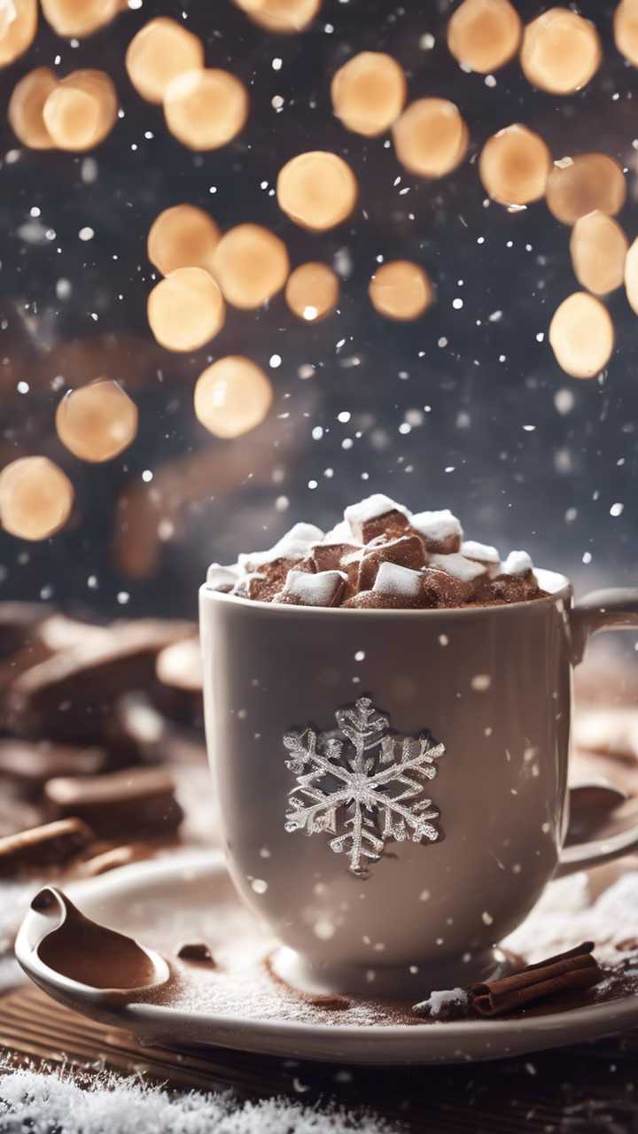 A snowflake landing on a warm cup of hot chocolate. Wallpaper [b75d1b3c60dc47dbbc7c]