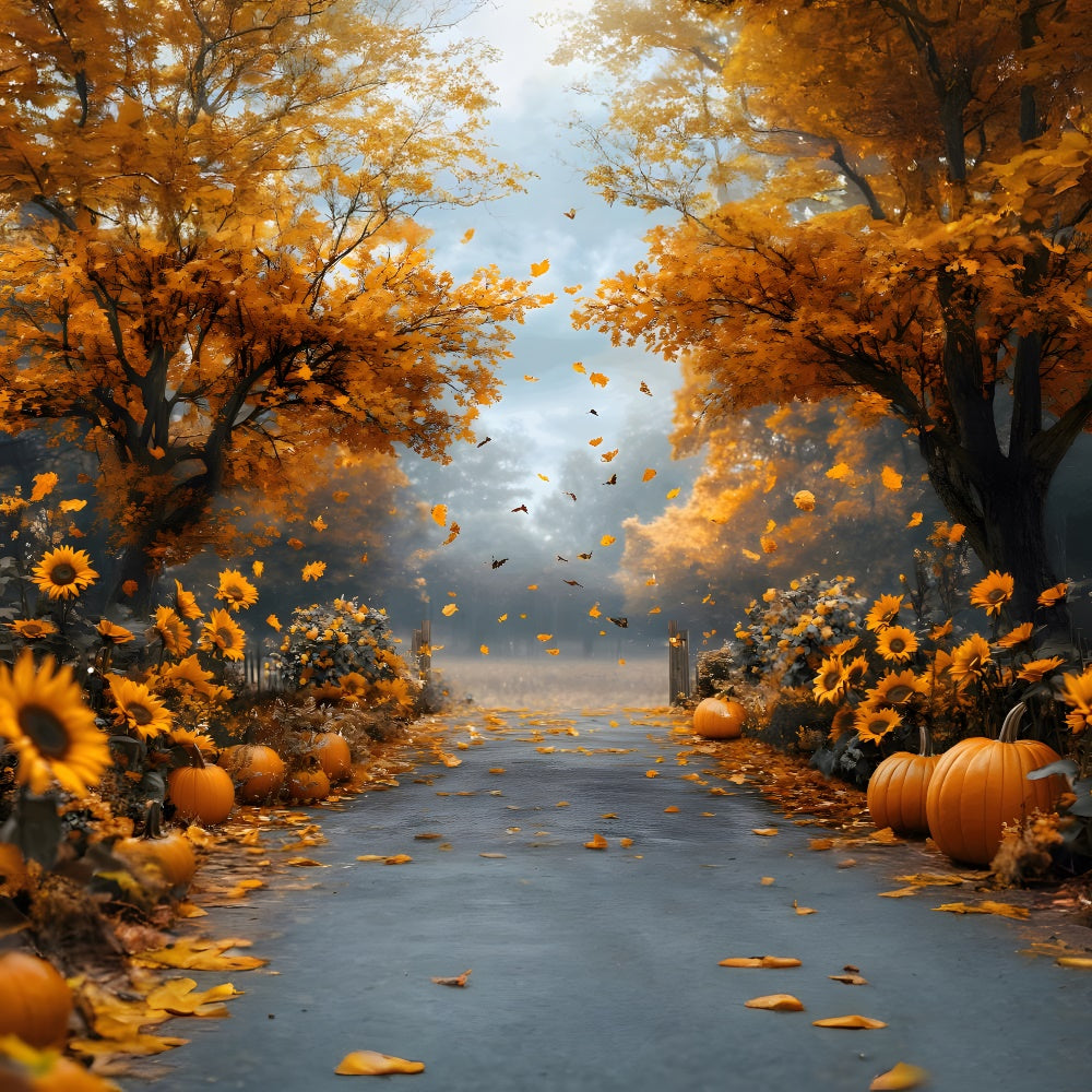 Fall Maple Forest Sunflower Pumpkin