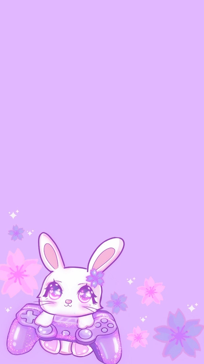Gamer Bunny Phone Wallpaper Purple