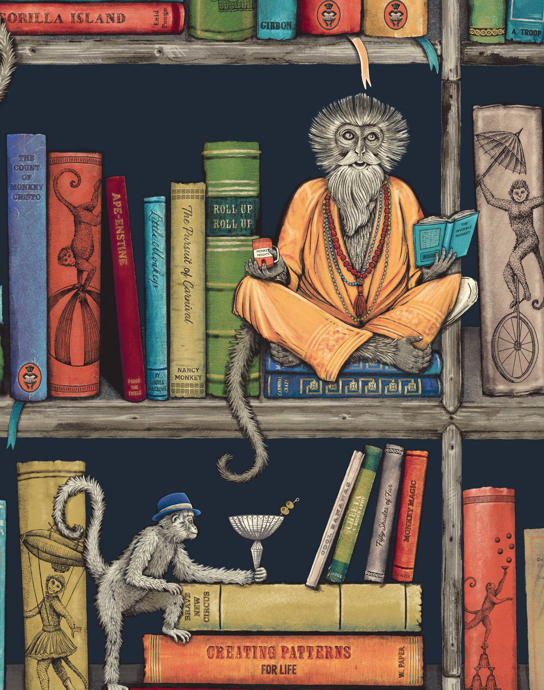 MONKEY LIBRARY COLORFUL BLUE