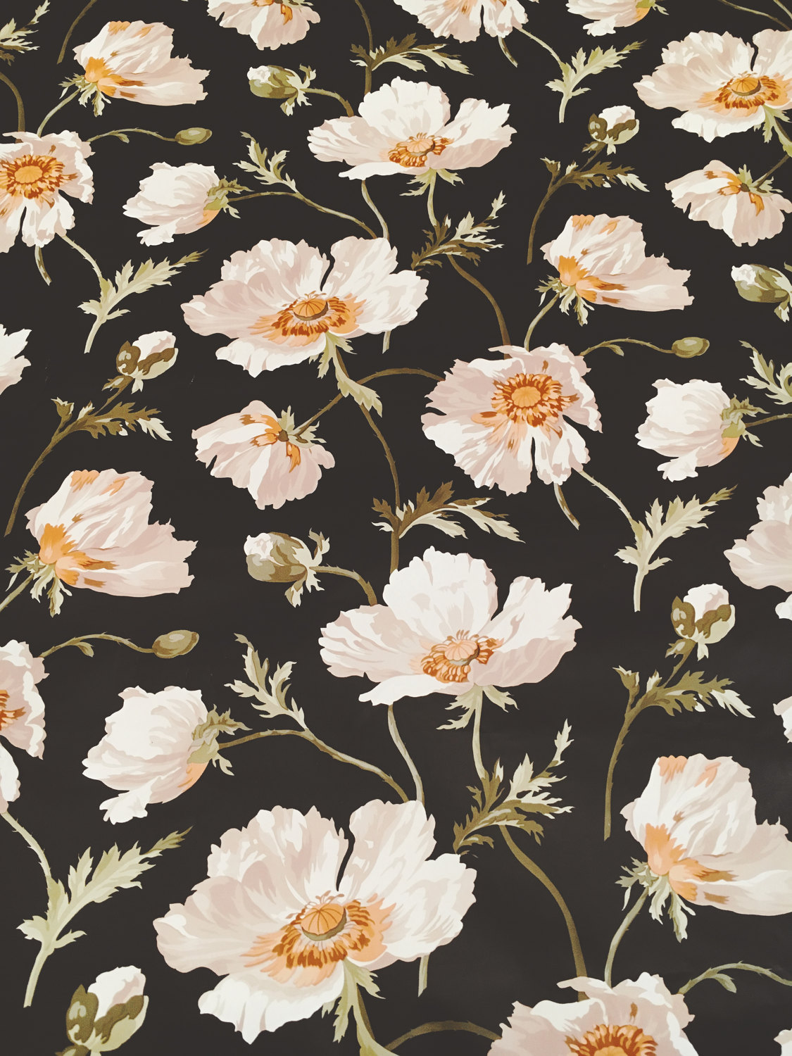 Motif Vintage Wallpaper Floral Black