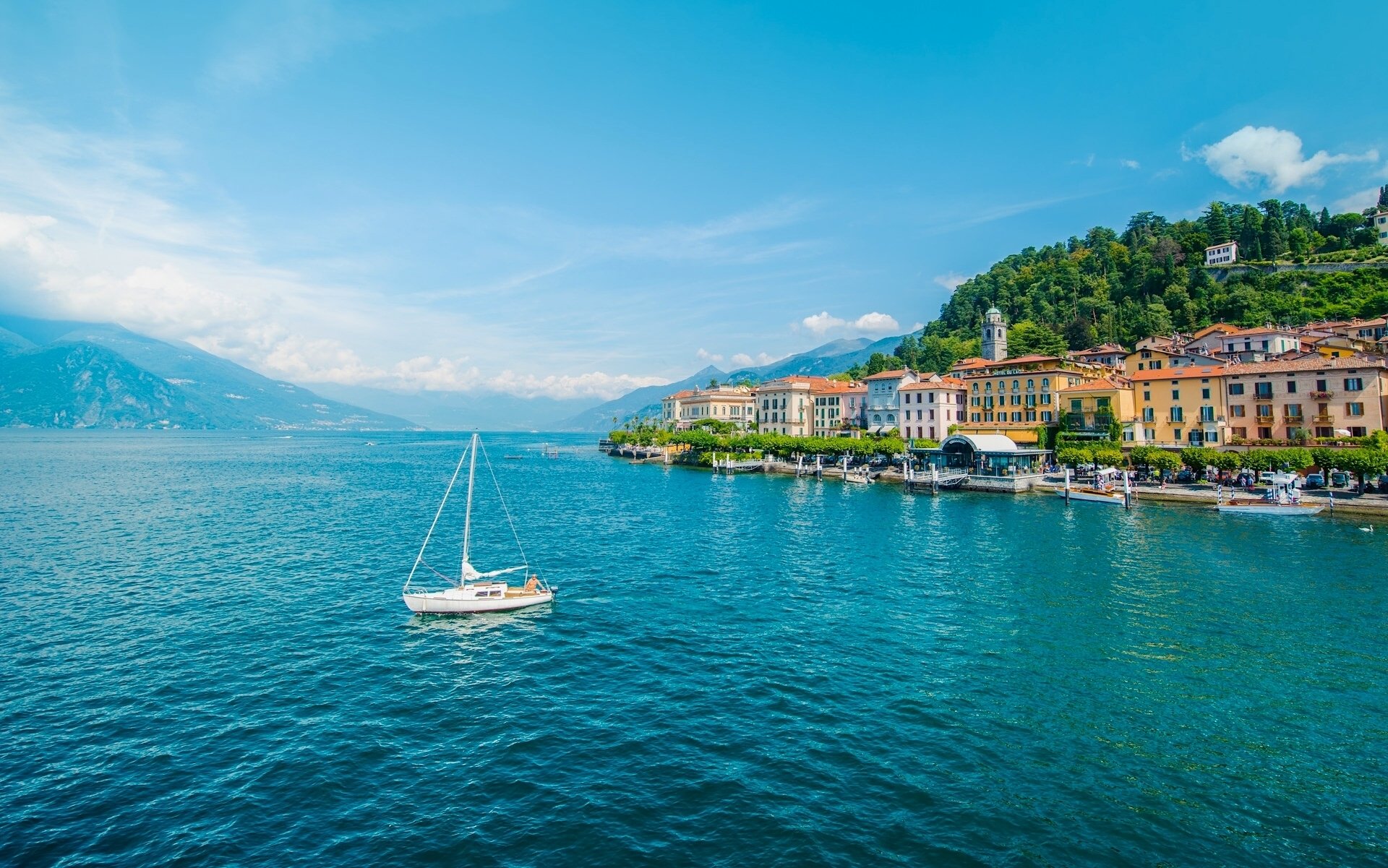 Lake Como Italy Vehicle Boat HD Wallpaper
