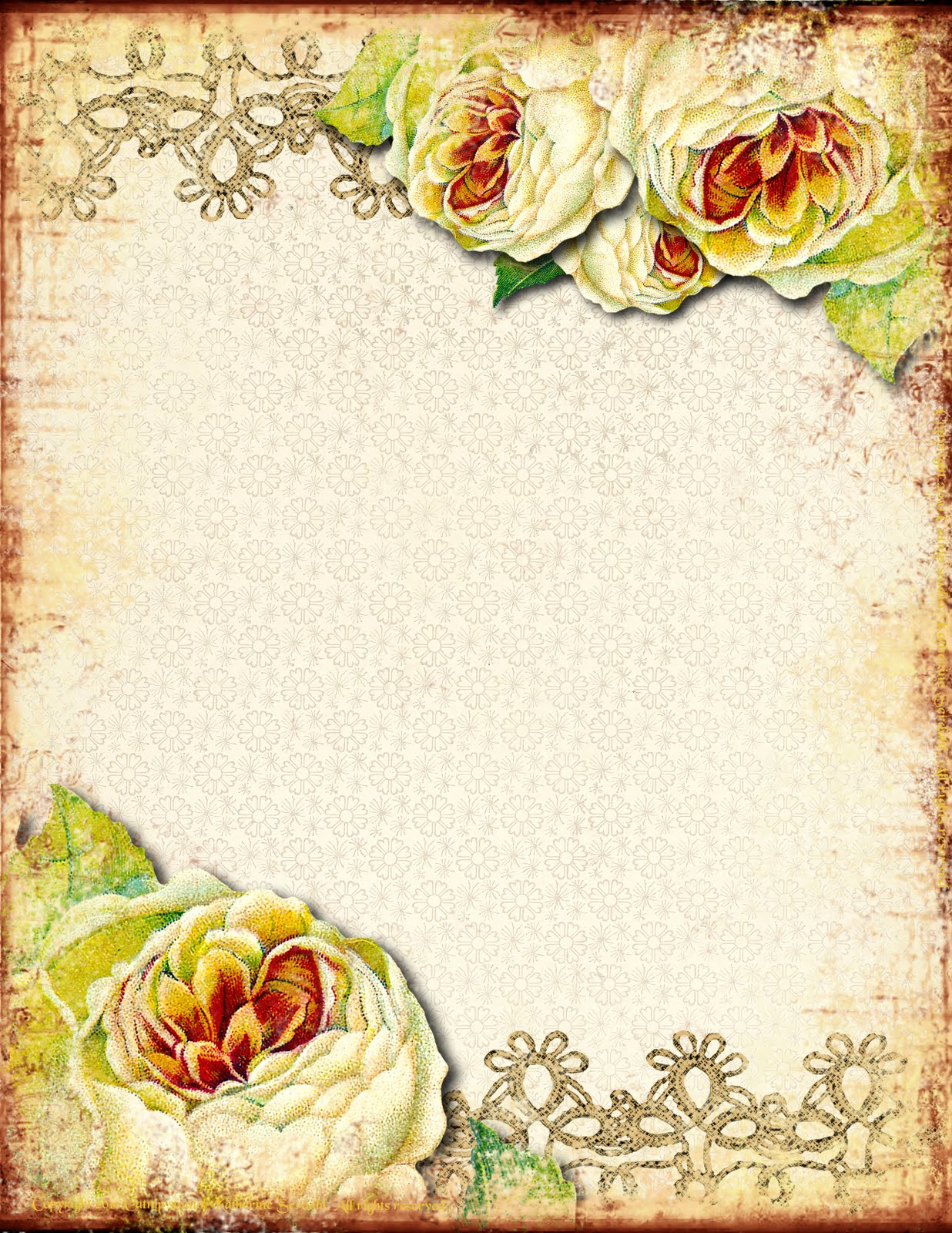 Wind Rose Cream Collage Background