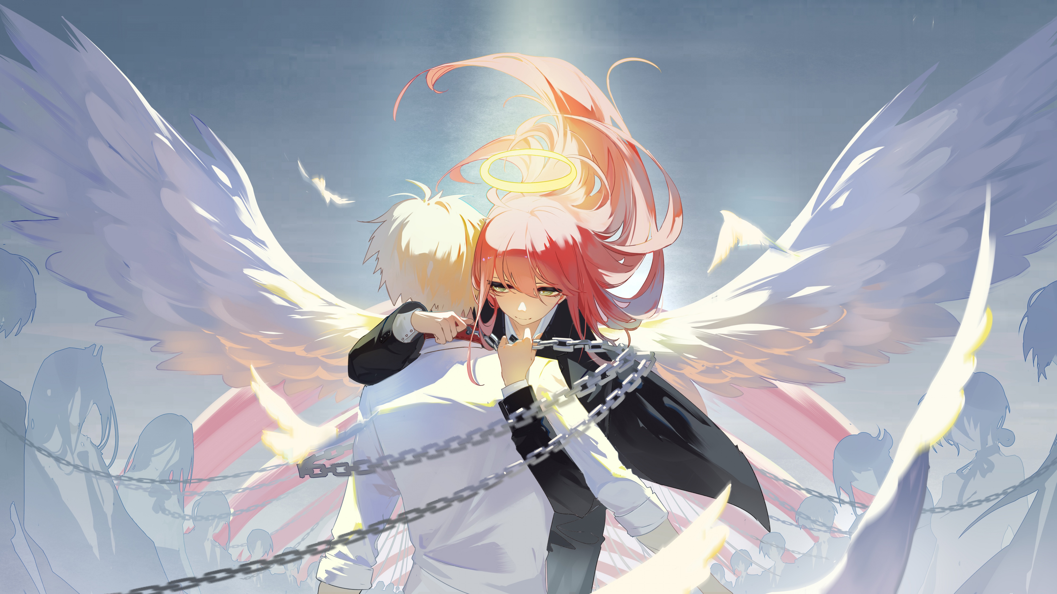 Makima Wallpaper 4K, Angel wings