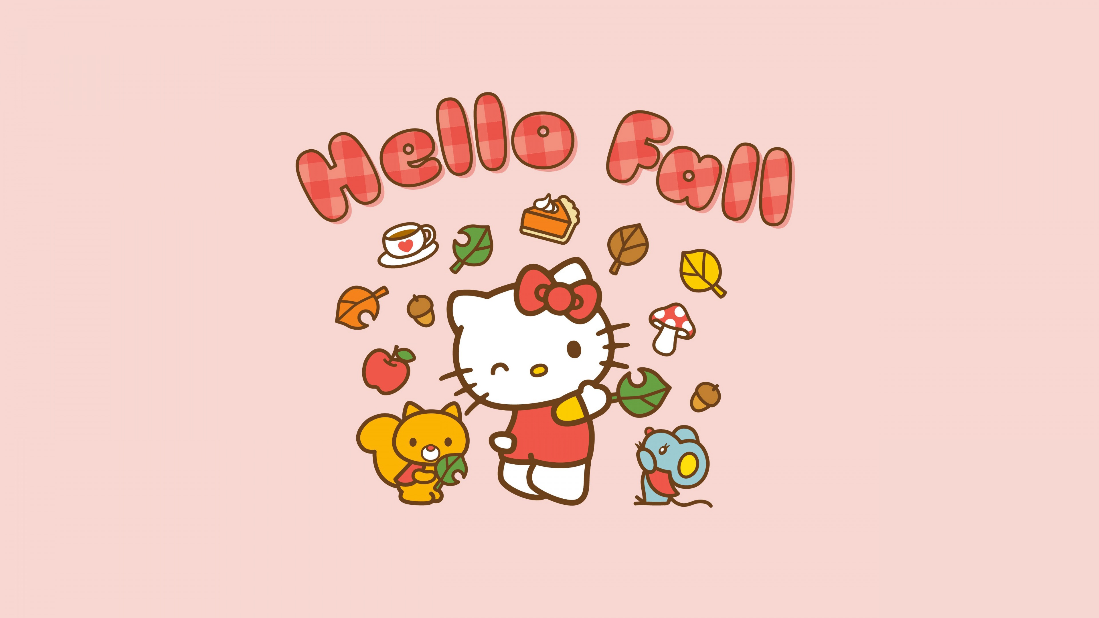 Hello Fall Wallpaper 4K, Hello Kitty background