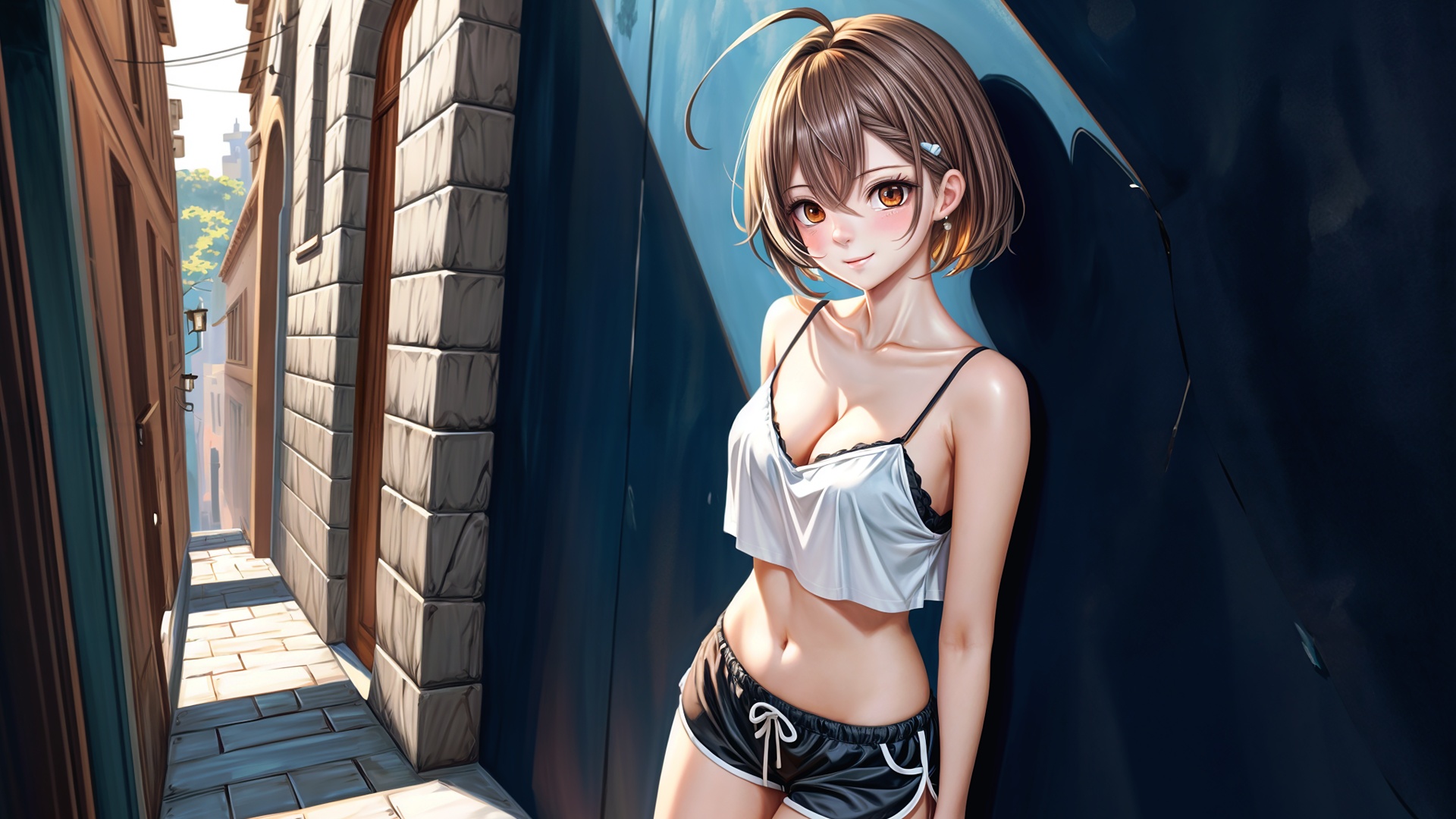 short hair, women, anime girls, AI art