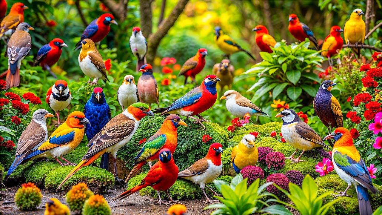 Bird Garden. Colorful Birds