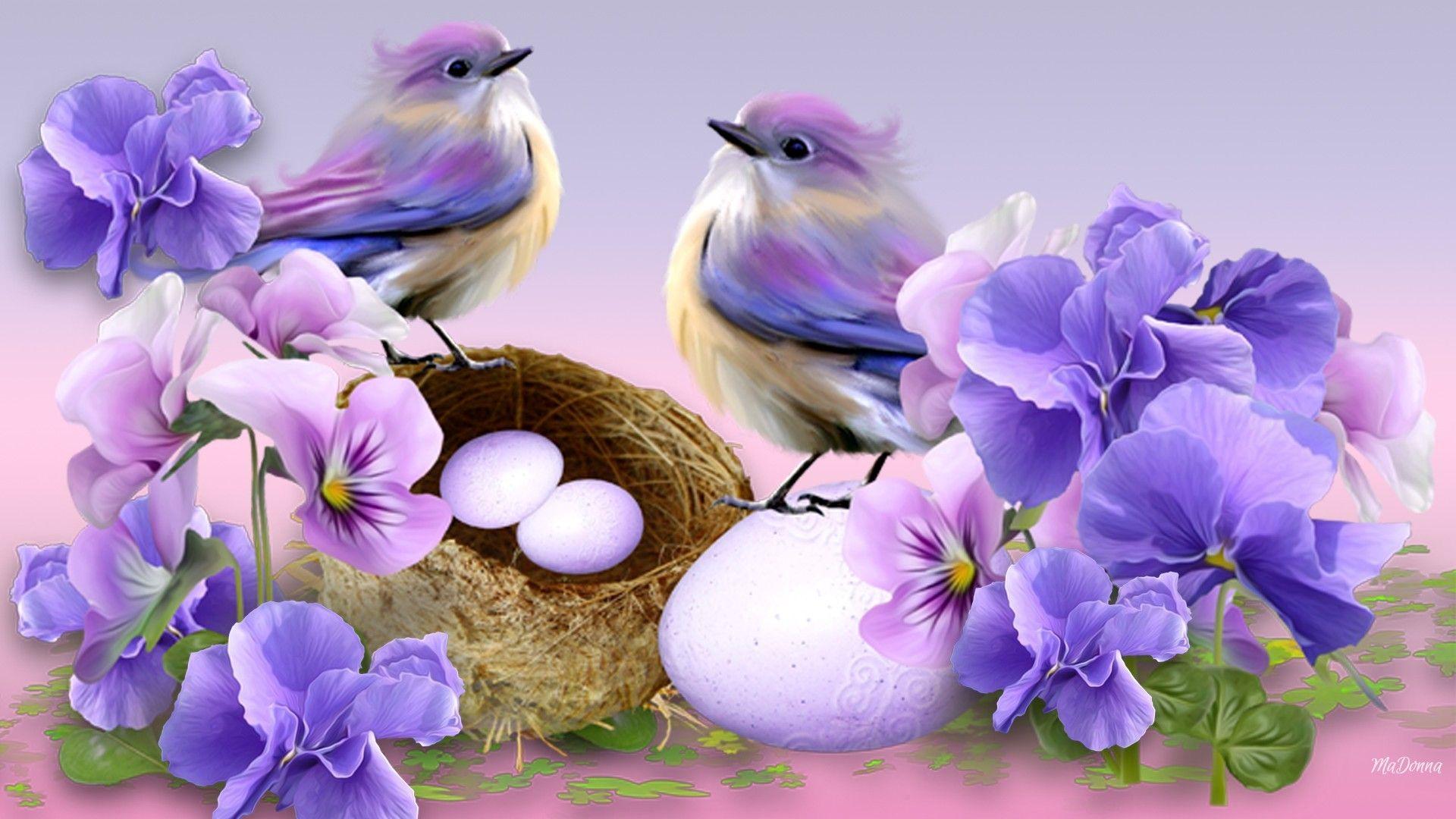 Flowers and Birds Wallpaper Free