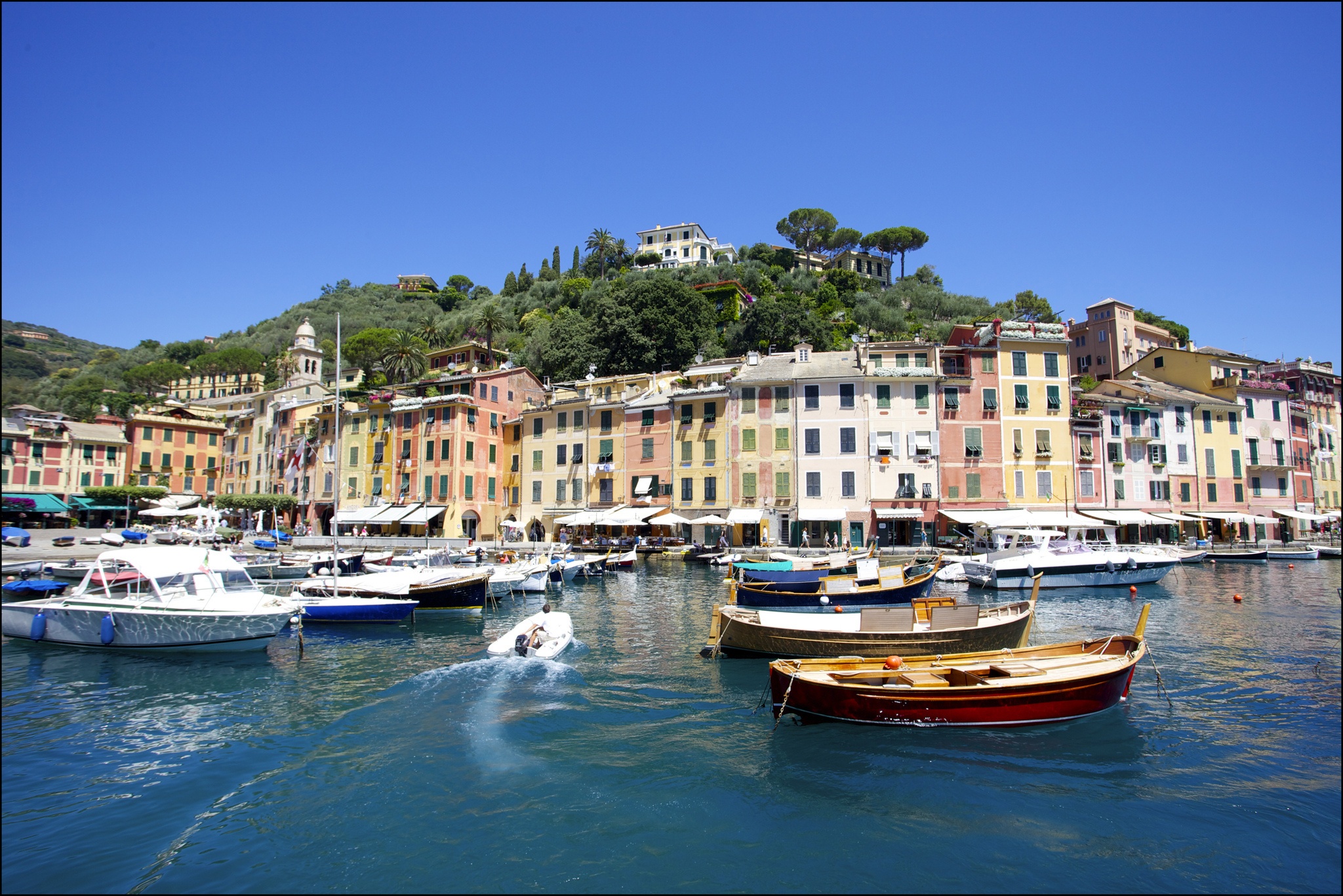 Download wallpaper building, Bay, boats