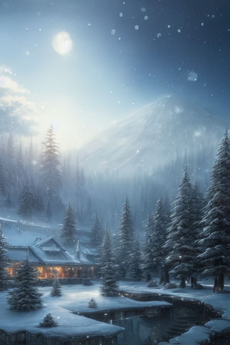 Snowy Winter Evening, A Cozy House