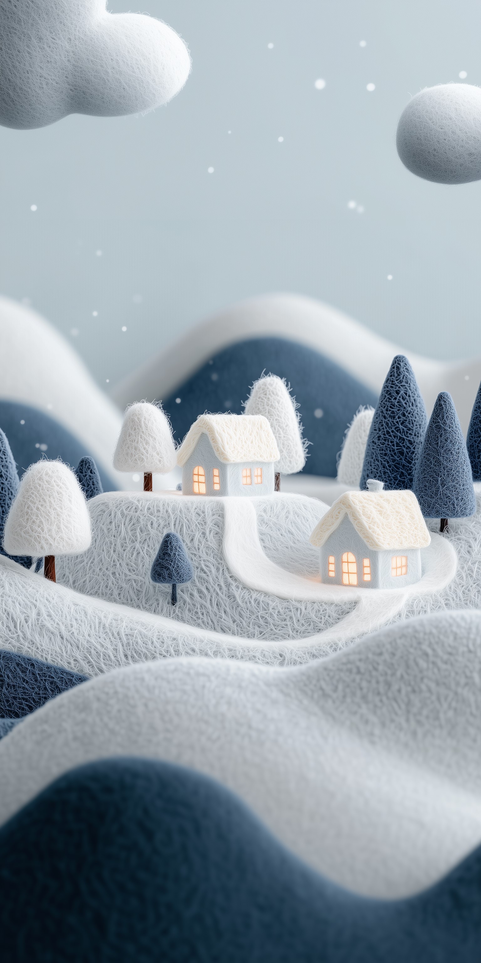 Knitted wallpaper in country scenes