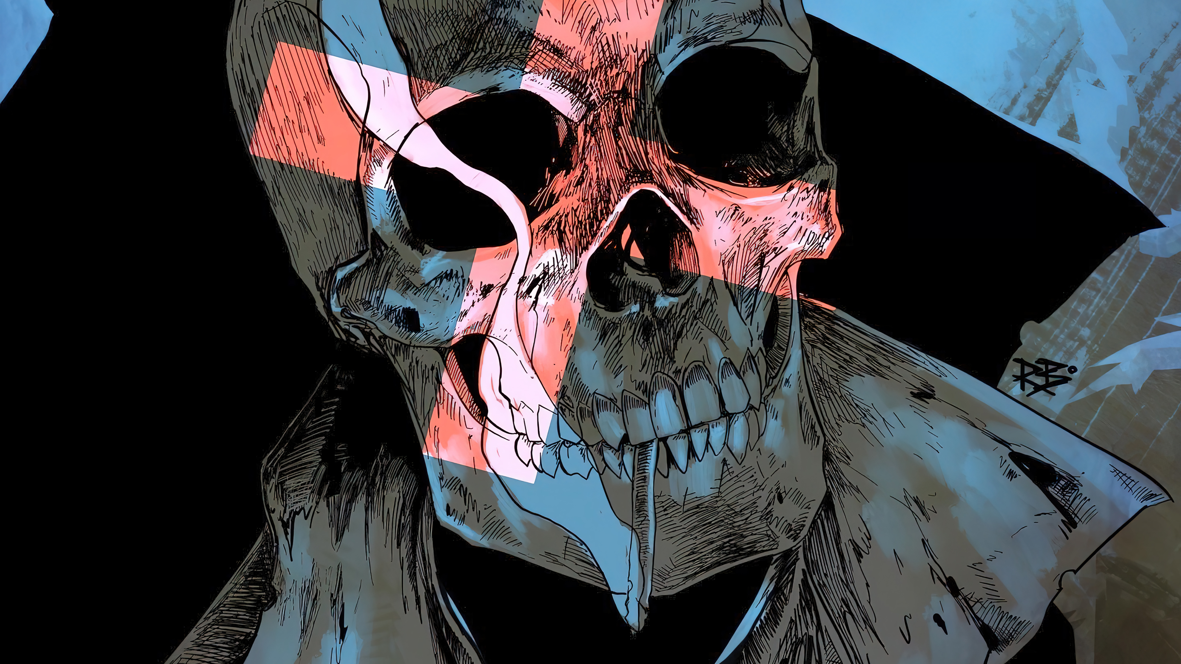 Skeleton Smoking Art Wallpaper 4K HD PC