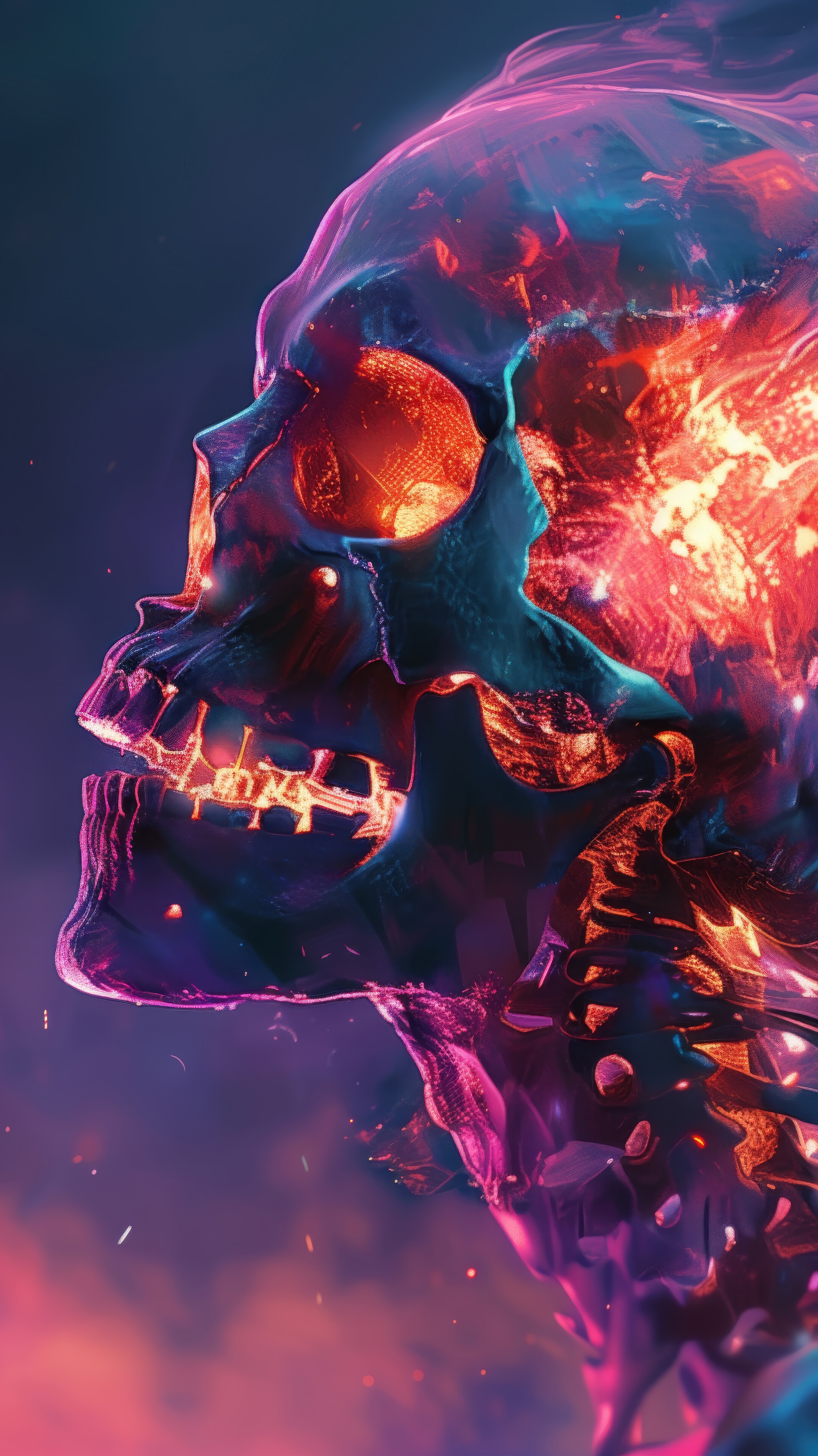 Skull Skeleton Burning 4K Wallpaper