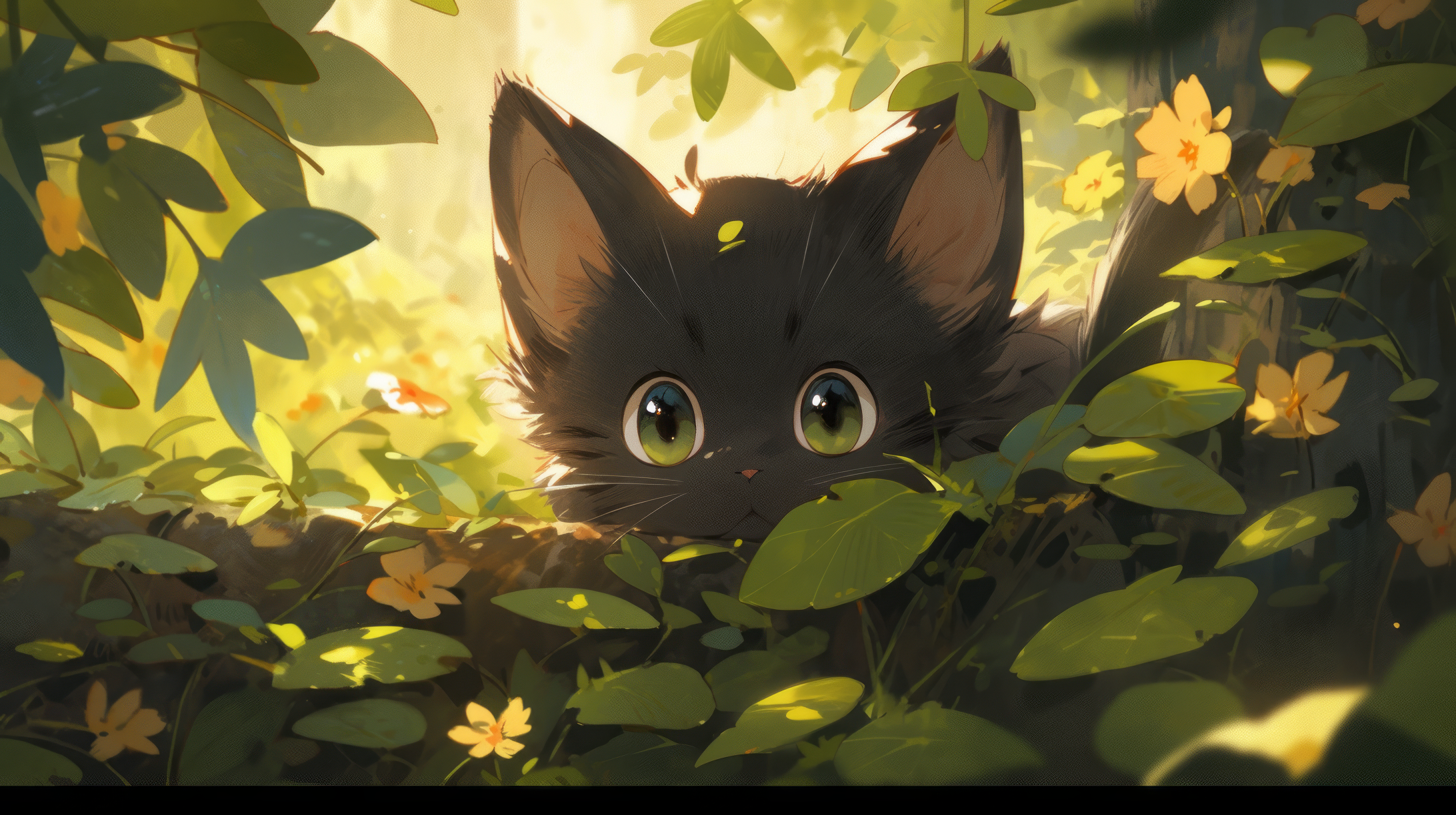 Autumn Whiskers: Anime Cat in a Golden Fall Glow