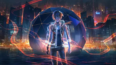 Sci Fi Anime Boy City Art Wallpaper 4K