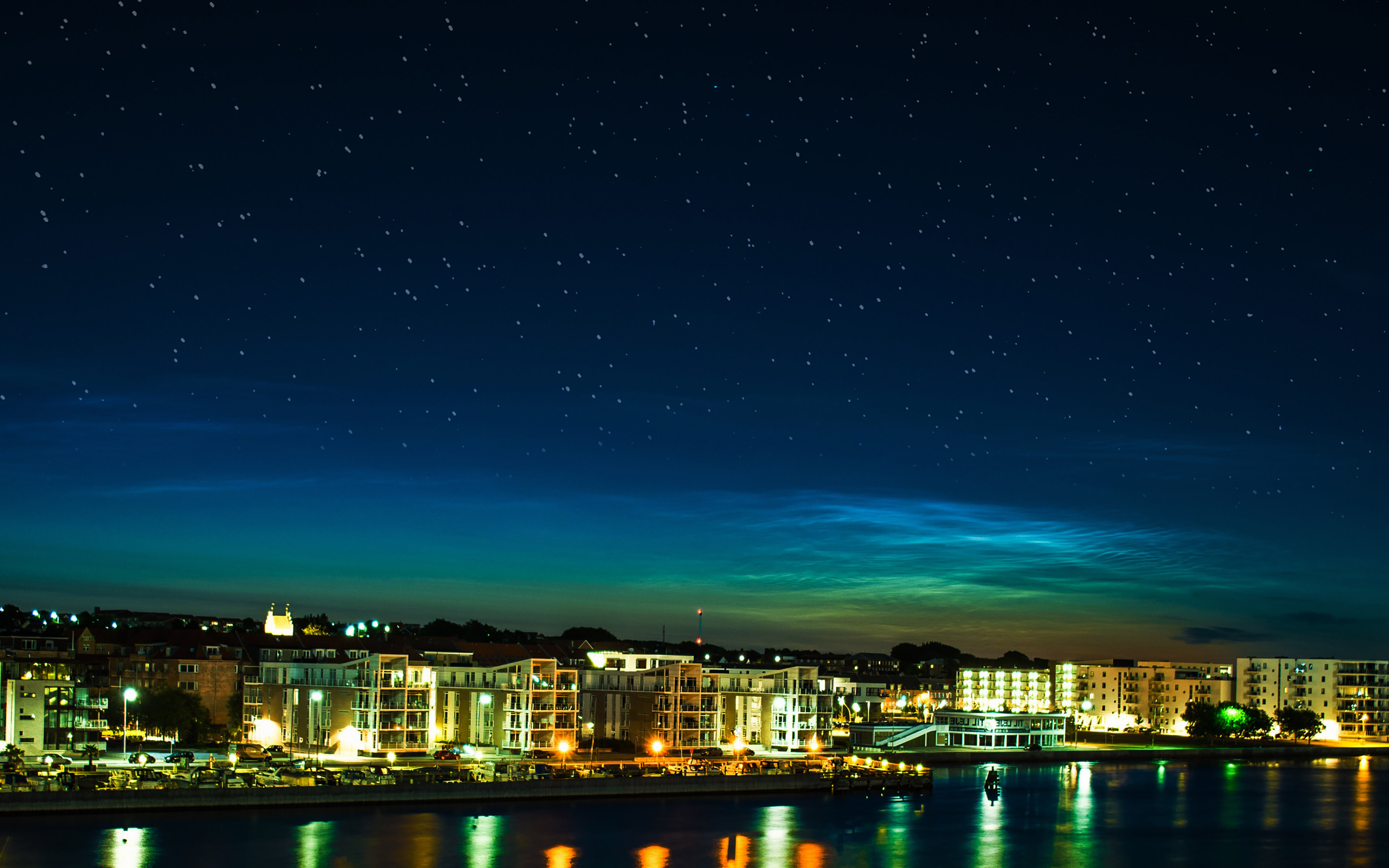 Aalborg Night Scene From Sea Dark