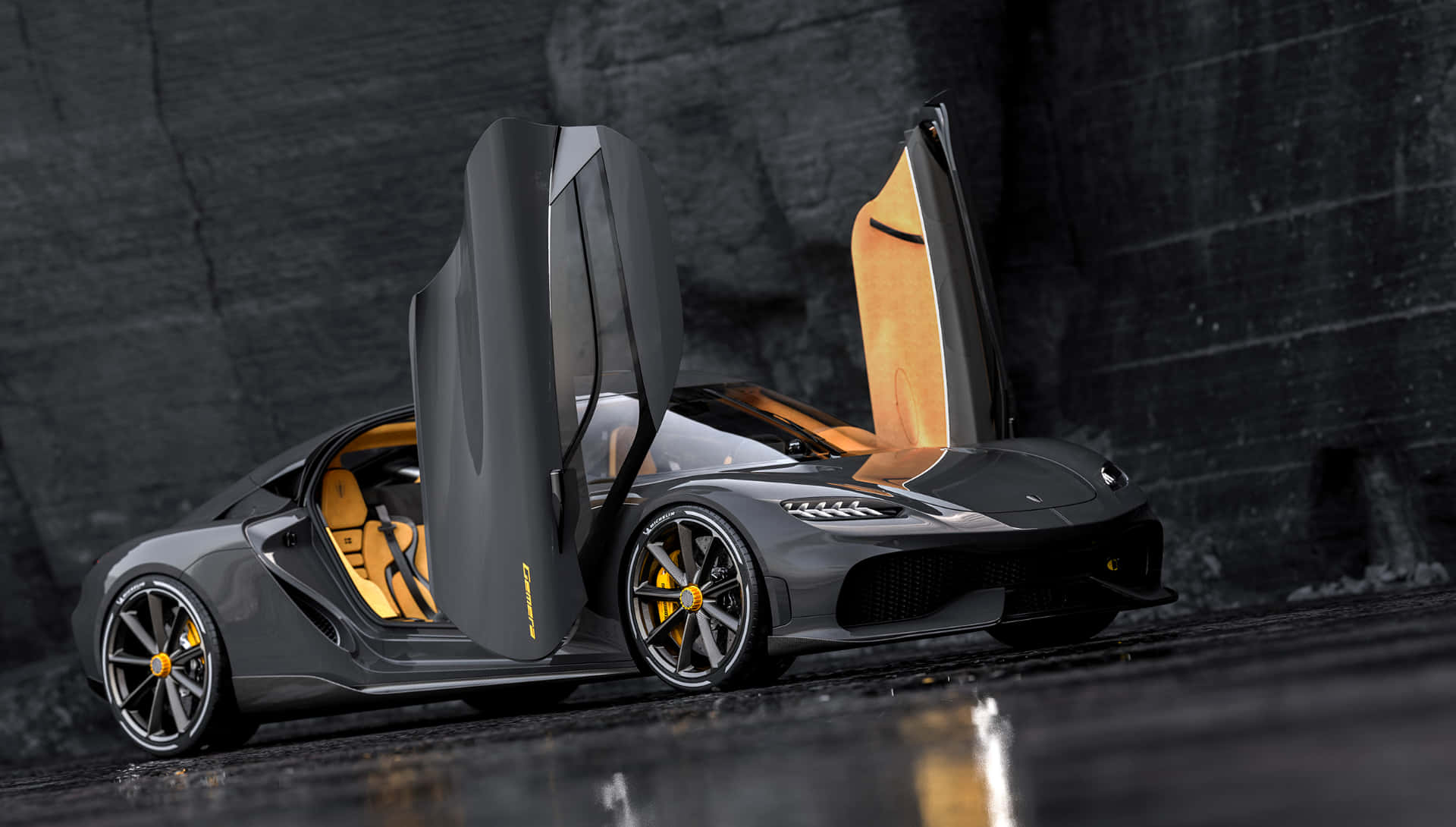 Sports Car With Open Doors Wallpaper